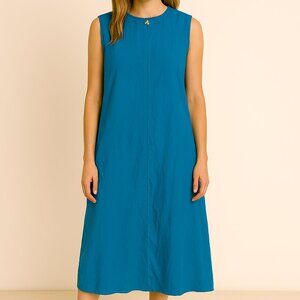 Sag Harbor Sleeveless Blue Countrycore Vintage Linen Long Dress Size 14